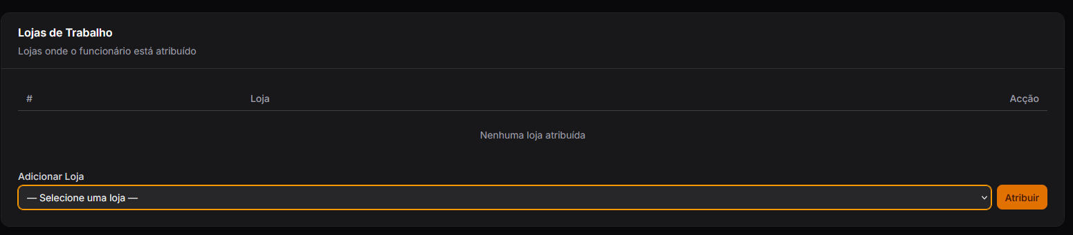 Atribuir loja ao utilizador