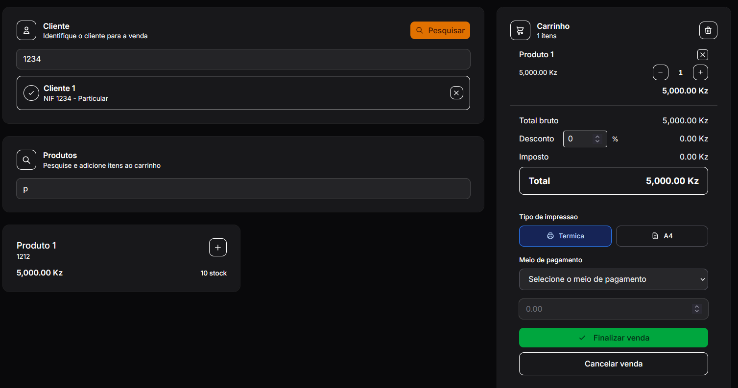 Interface de venda (POS)