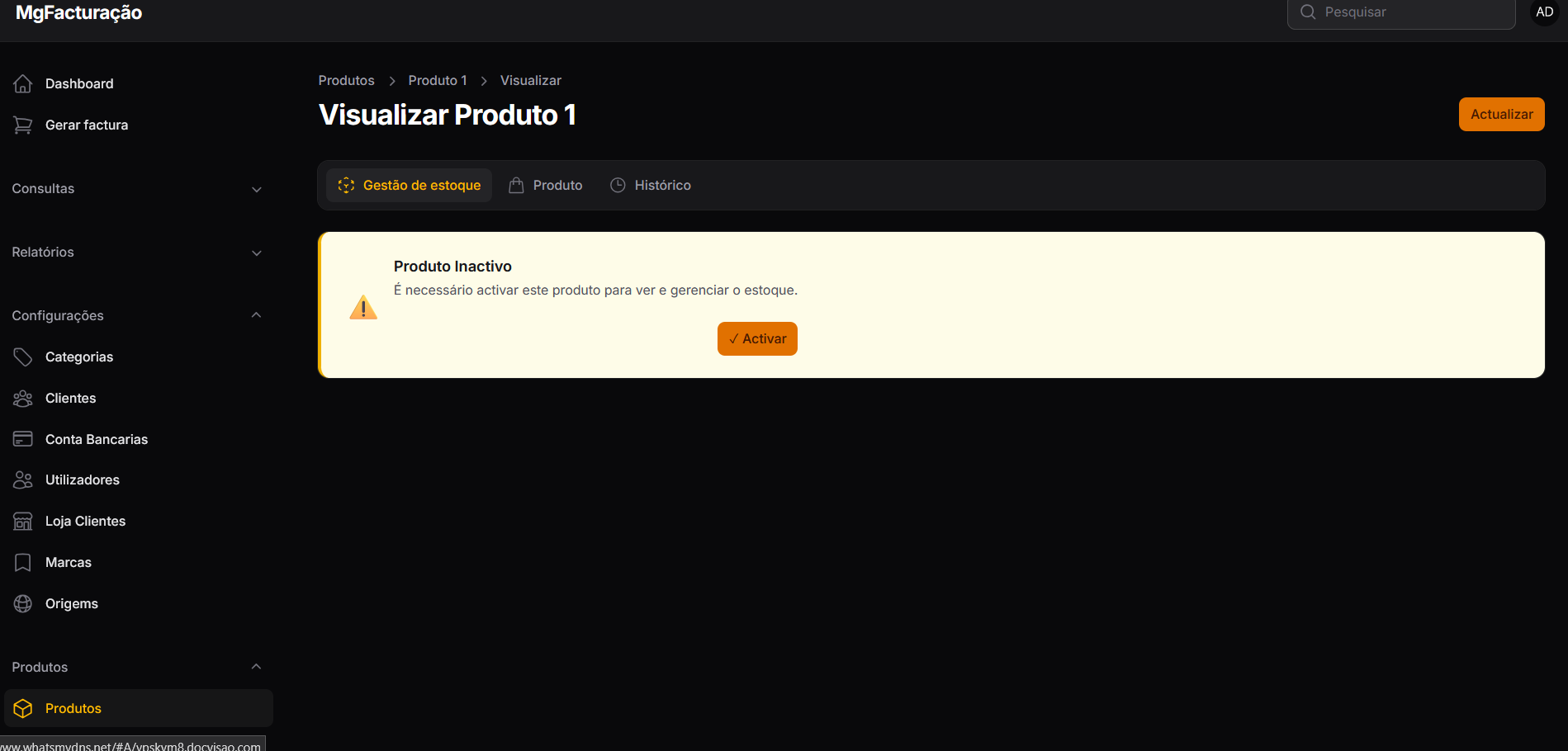 Visualizar e activar produto